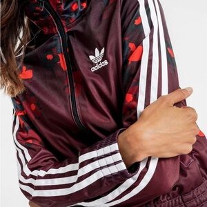 Adidas Burgundy Floral Track Jacket Women